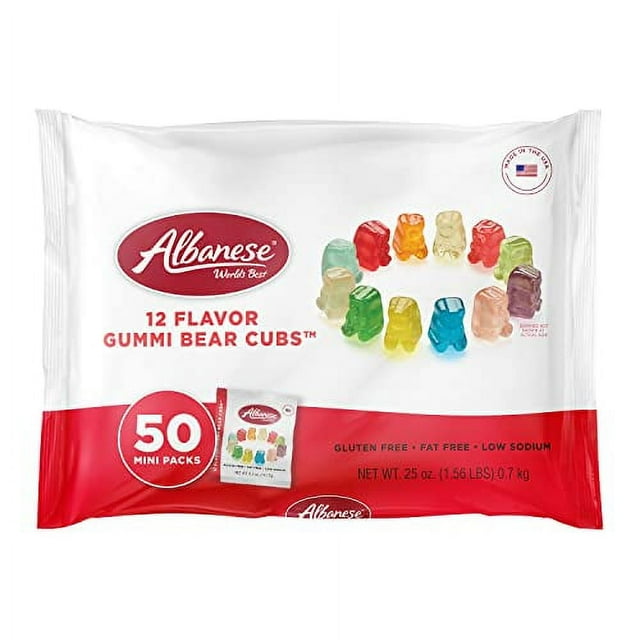 Albanese World's Best Gummi Snack Packs, 12 Flavor Gummi Bear Cubs, 50