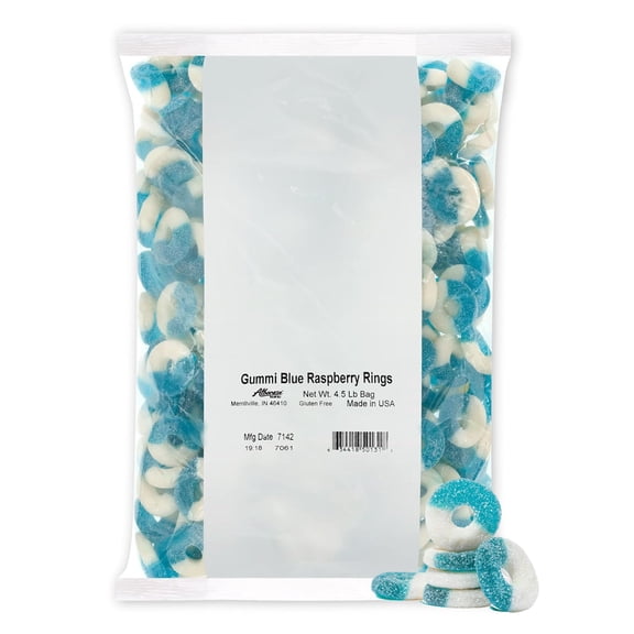 Albanese Candy, Gummi Blue AIF9 Raspberry Rings, 4.5-pound Bag