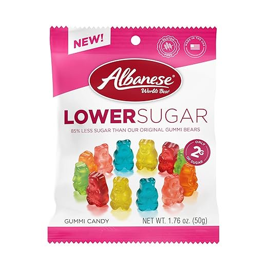 Albanese World's Best Lower Sugar, Gluten Free Gummi Bears, 1.76oz Bag