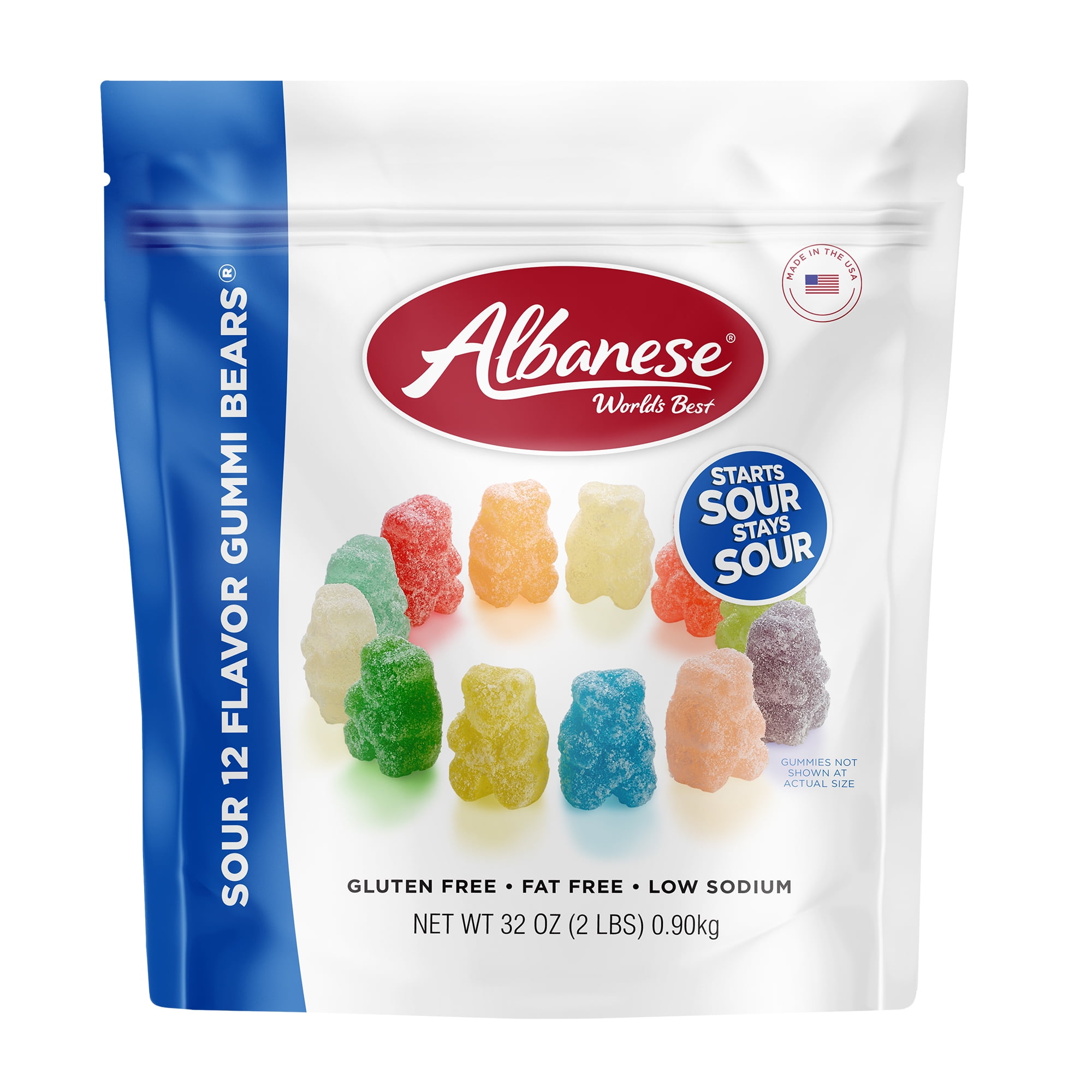 Albanese World's Best Sour 12 Flavor Gummi Bears, Family Share 32oz