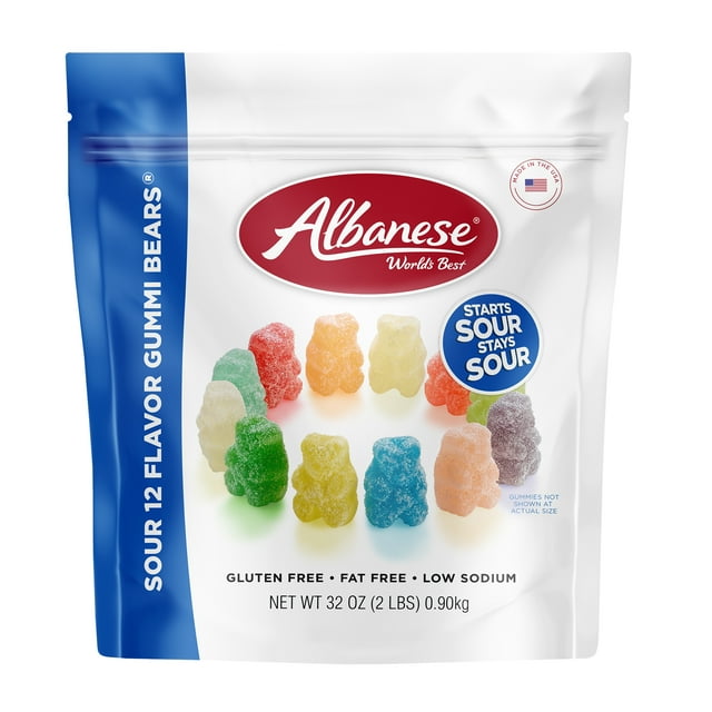Albanese World's Best Sour 12 Flavor Gummi Bears, Family Size Share