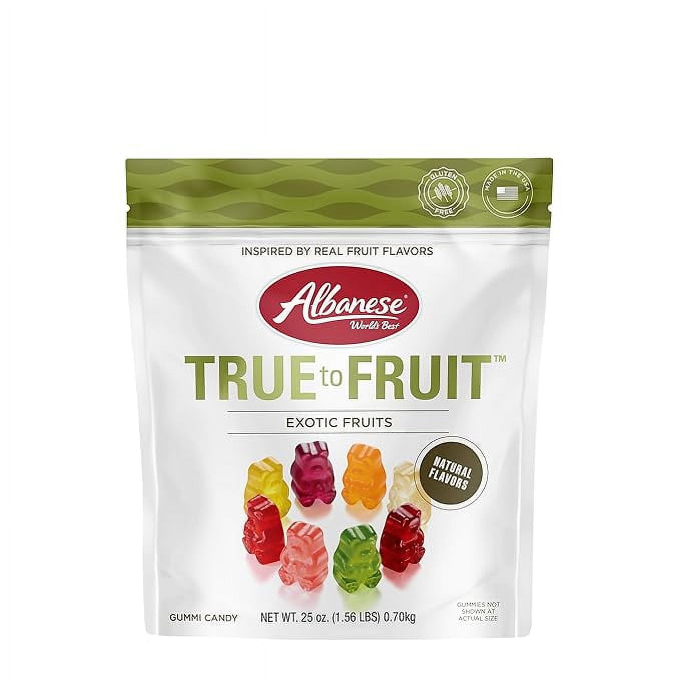 Albanese World's Best True to Fruit Exotic Fruits Gummi Bears, 25oz Bag of Candy, Soft & Chewy Candy Snack, Fruity Flavor Assortment
