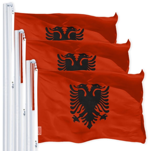 Albania Albanian Flag 3x5FT 3-Pack 150D Printed Polyester By G128