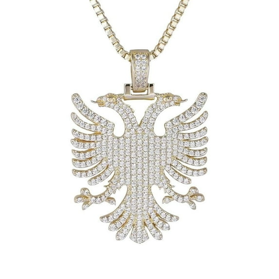 Albania Eagle Pendant Necklaces 14K Gold Jewelry Ethnic for Women Men