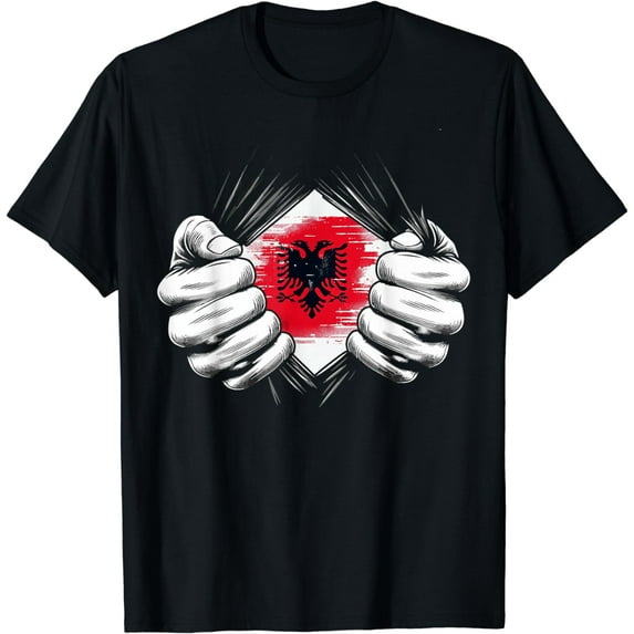 Albania Flag Ripped Torn Graphic For Men Albanian, Football T-Shirt mens t rt men,black,women,misfits,journey ,boys
