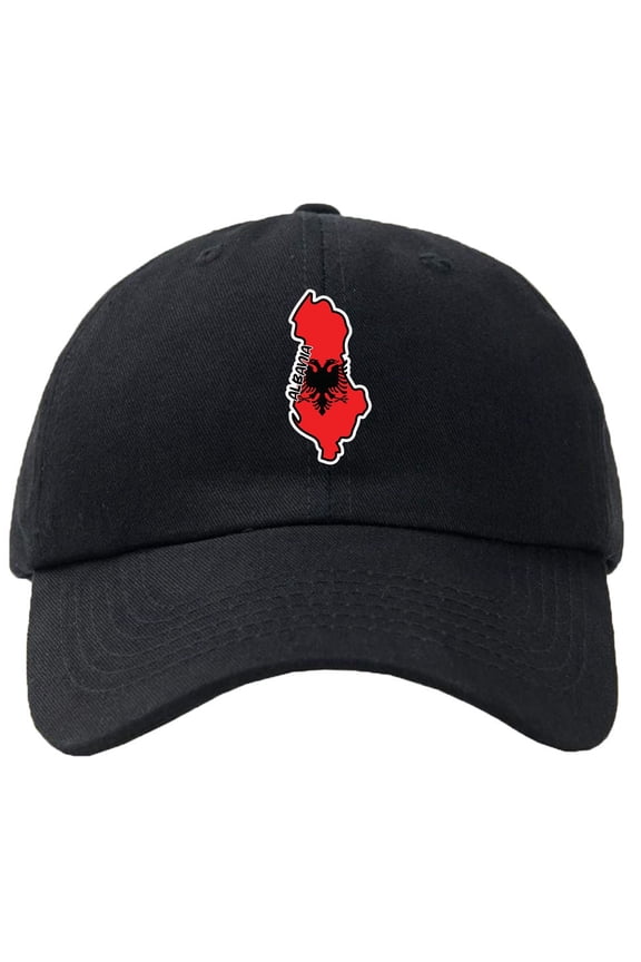 Albania Map Flag Baseball Cap Hat Hook & Loop Closure - Personalize it!
