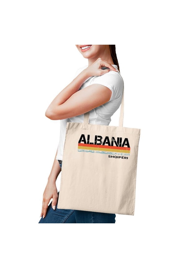 Albania Retro Stripes Men And Women Tote Bag