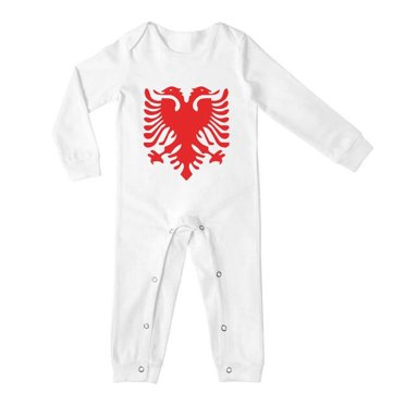 Albanian Albania Baby Infant Bodysuit Long Sleeve Footed Romper Unisex 0-24 Months