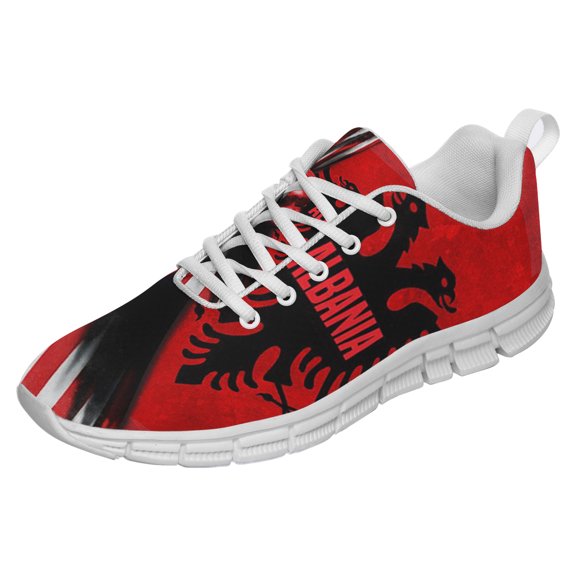 Albanian American Flag Shoes for Men Women Running Shoes Lightweight Walking Sneakers Mesh Athletic Sport Shoes White Size 3.5