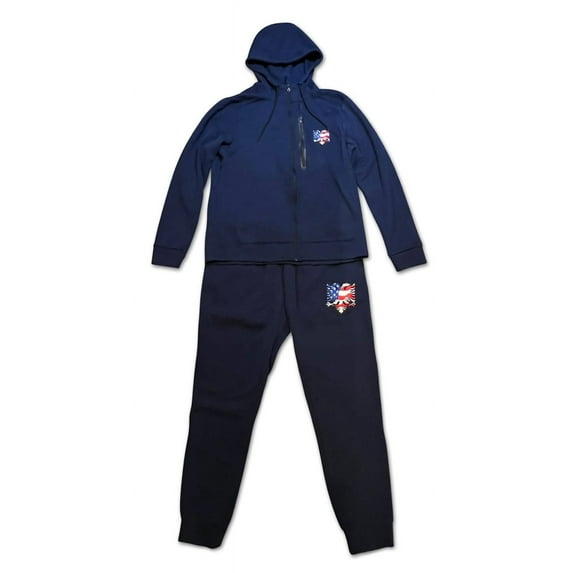 Albanian Eagle American Colors Embroidered Everyday 2 Pieces Active Full Zip Hoodie and Jogger