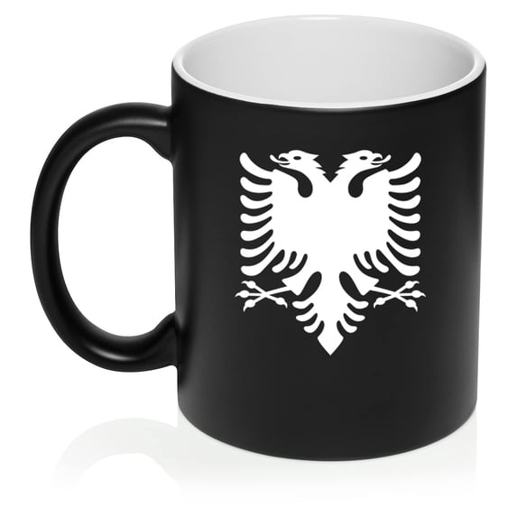 Albanian Eagle Ceramic Coffee Mug Tea Cup Gift for Her, Him, Friend, Coworker, Wife, Husband (11oz Matte Black)