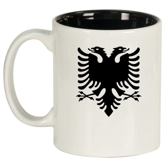 Albanian Eagle Ceramic Coffee Mug Tea Cup Gift for Her, Him, Friend, Coworker, Wife, Husband (11oz White)