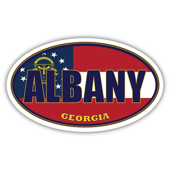 Albany City Georgia State State Flag | GA Flag Dougherty County Oval State Colors Bumper Sticker Car Decal 3x5 inches