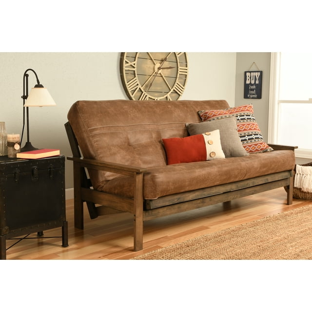 Albany Futon in Rustic Walnut Finish, Multiple Colors