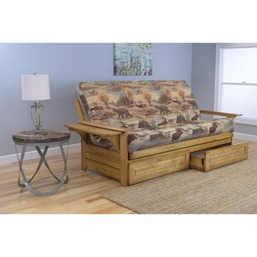 Albany Futon in Rustic Walnut Finish, Multiple Colors