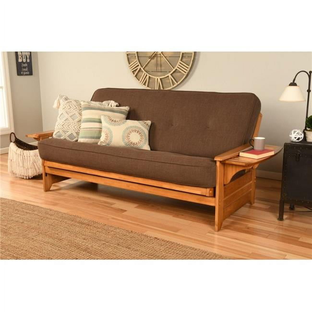 Albany Futon with storage in Rustic Walnut Finish, Multiple Colors
