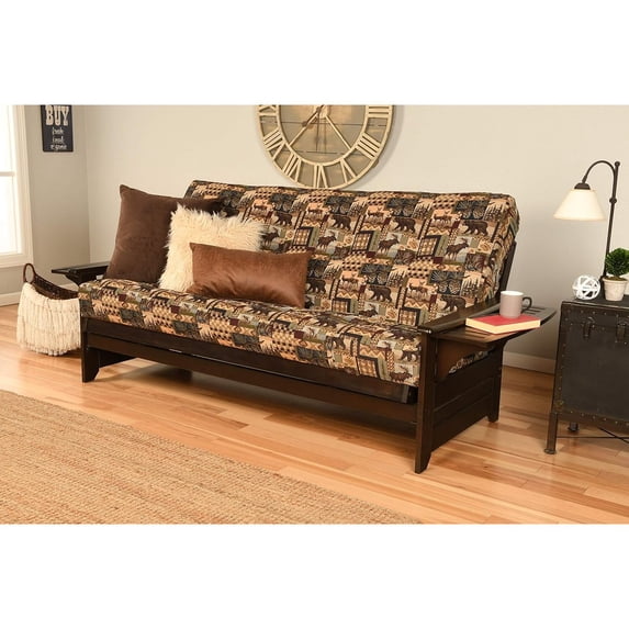 Albany Futon with storage in Rustic Walnut Finish, Multiple Colors