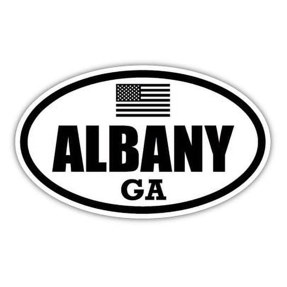 Albany GA Georgia Dougherty County Stealthy Subdued Old Glory US Flag Oval Euro Decal Bumper Sticker 3M Vinyl 3" x 5"