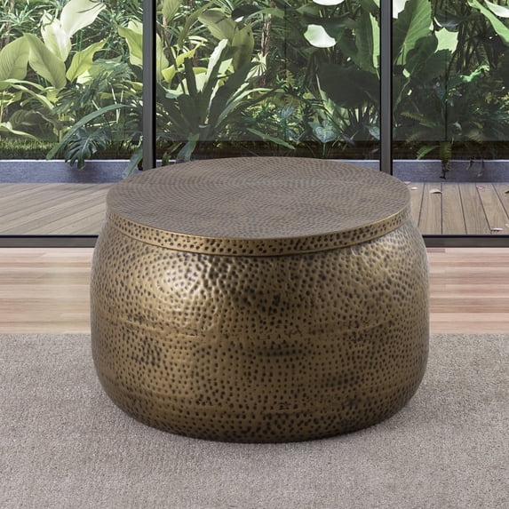Albany Living T3368 Drum Coffee Table With Storage Antique in Brown