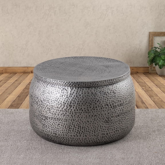 Albany Living T3368 Drum Coffee Table With Storage Antique in Gray