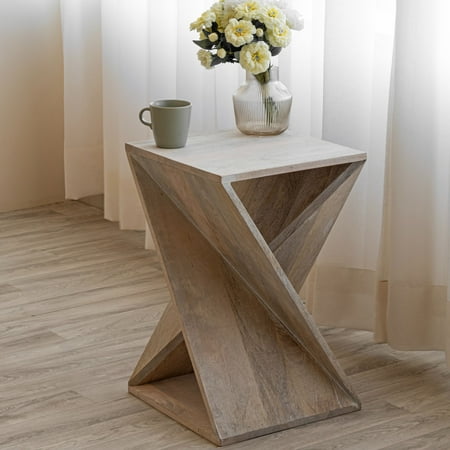 Albany Living Twisted End Table in White