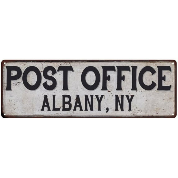 Albany, Ny Post Office Metal Sign Vintage 6x18 106180011296