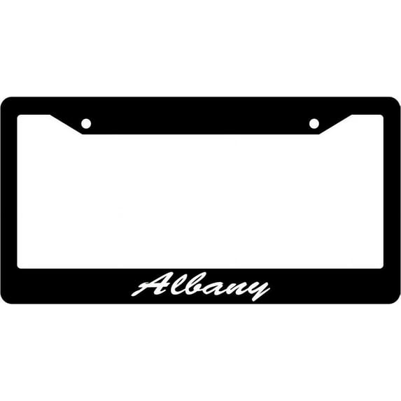Albany Script Black Plastic License Plate Frame EBS