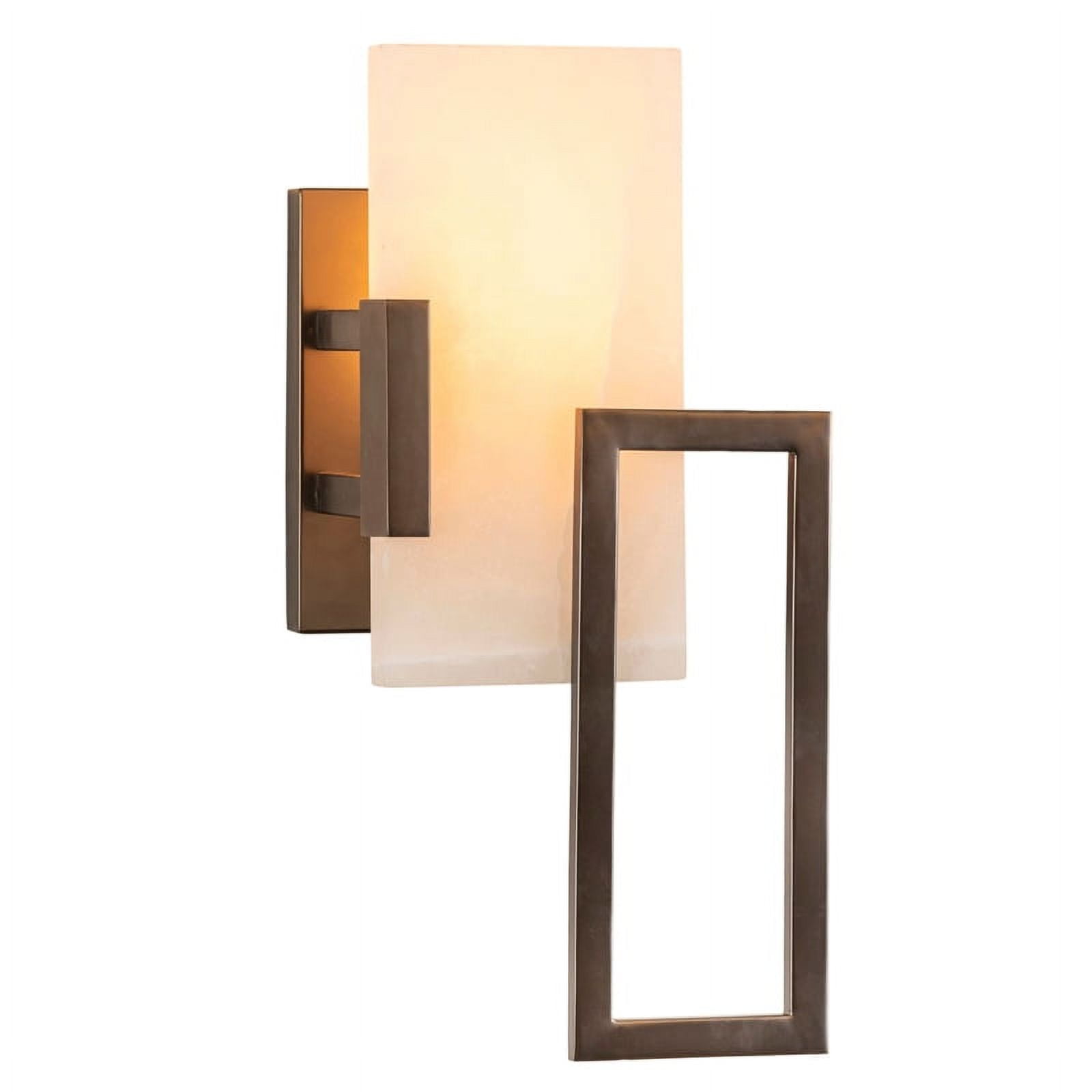 Bronze and Alabaster Outdoor Wall Sconce with Rectangle Shade