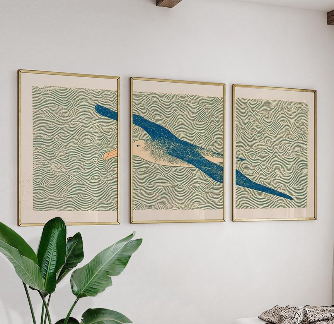 Albatross Japanese Ink Art Version Two Set 3 Unframed Paper Print 16x24 ...