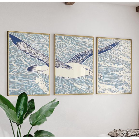 Albatross Japanese Ink Prints Version 2 Set 3 Unframed Paper Print 16x24