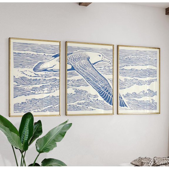 Albatross Posters Japanese Ink Prints Home Decor Office Wall Art Set 3