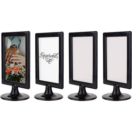 ALBEN Double Sided Standing Picture Frames - (Black - 4 Count) 4x6 Inch Pedestal Photo Frame with Inserts and Base - 2 Sided Frame for Vertical Display