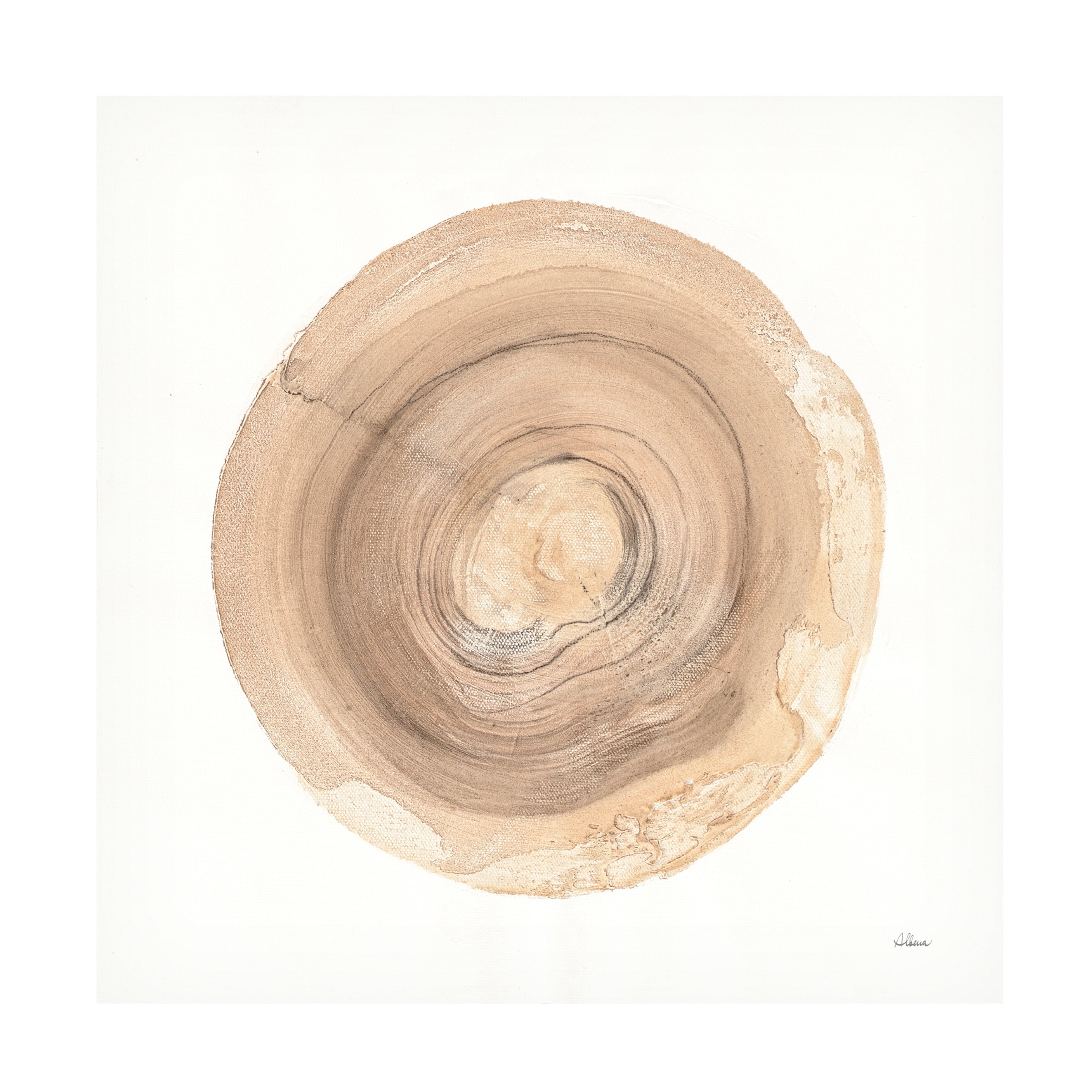 24" x 24" White and Tan Abstract Canvas Art