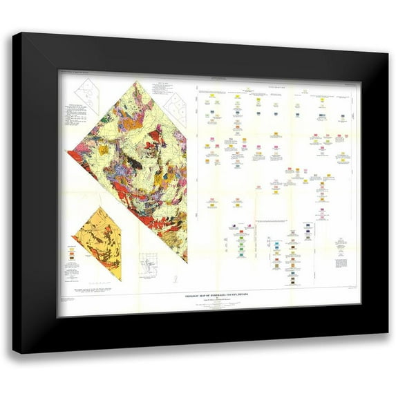 Albers 24x19 Black Modern Framed Museum Art Print Titled - Esmeralda County Nevada Mines - Albers 1945
