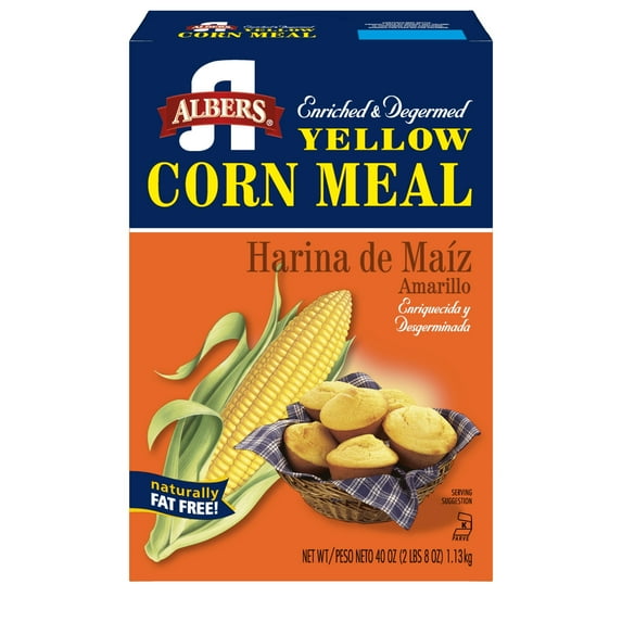 Albers Yellow Corn Meal, Naturally Fat Free, 40 oz Box
