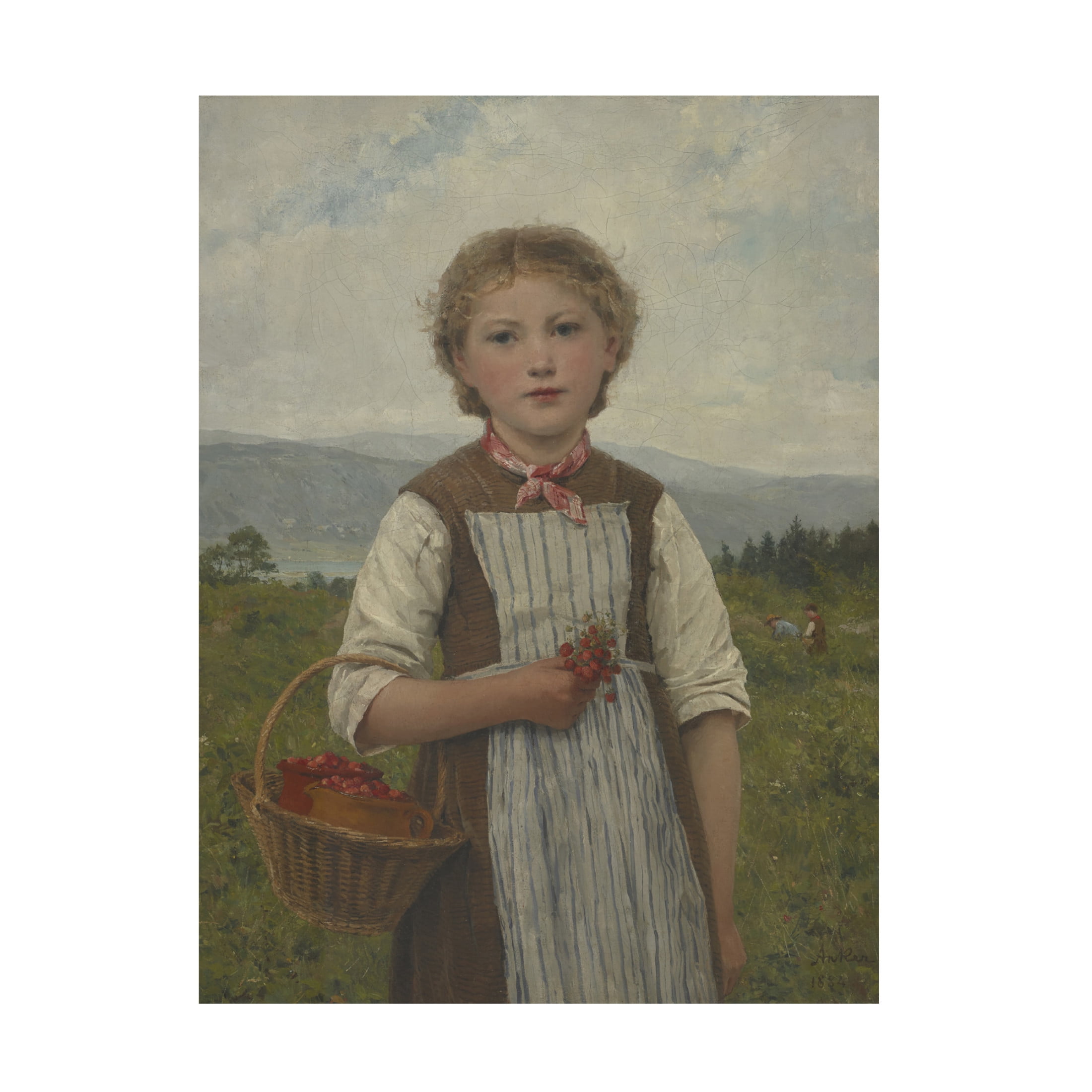 Albert Anker 'La Mariette Aux Fraises, 1884' Canvas Art - 18 x 24 Inches