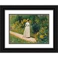 thumbnail image 1 of Albert Aublet 18x14 Black Ornate Wood Framed Double Matted Museum Art Print Titled - Reading on the Garden Path (1883), 1 of 5