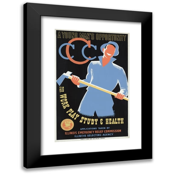 Albert Bender 17x24 Black Modern Framed Museum Art Print Titled - A Young Man's Opportunity for Work, Play, Study and Health (1941)