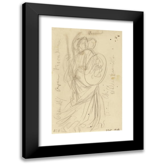 Albert Besnard 11x14 Black Modern Framed Museum Art Print Titled - Two Women in Armor with a Shield (1906)