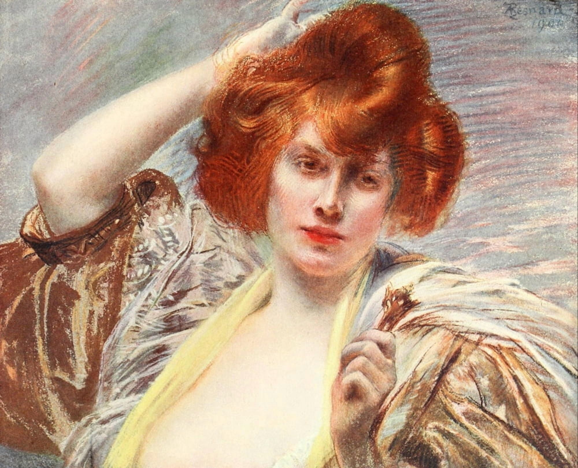 Albert Besnard 1906 Malvina Canvas Art - Albert Besnard (18 x 24)
