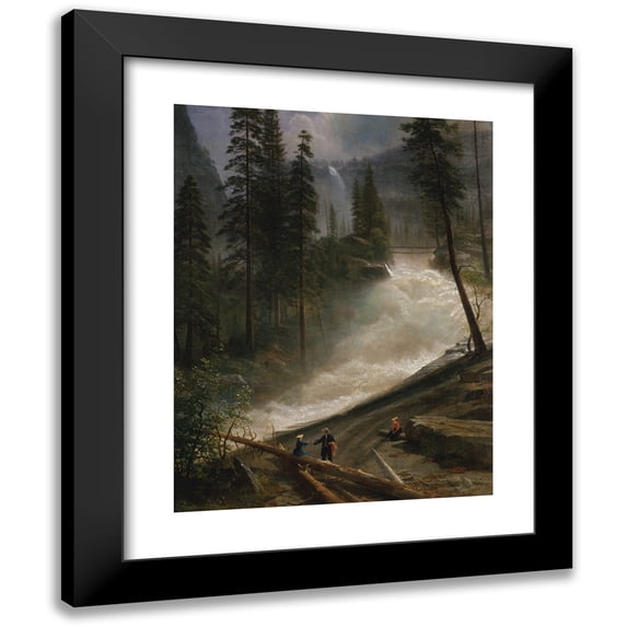 Albert Bierstadt 12x14 Black Modern Framed Museum Art Print Titled - Nevada Falls, Yosemite (1872)