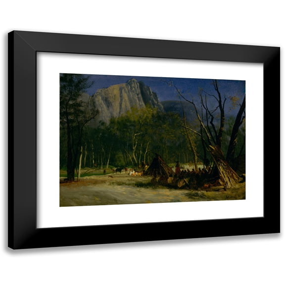 Albert Bierstadt 14x11 Black Modern Framed Museum Art Print Titled - Indians in Council, California (ca. 1872)