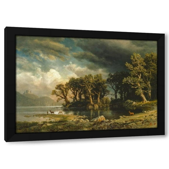Albert Bierstadt 14x11 Black Modern Wood Framed Wall Art Titled - The coming storm
