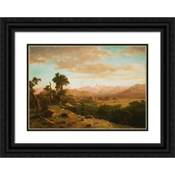 Albert Bierstadt 14x11 Black Ornate Wood Framed Double Matted Museum Art Print Titled: Wind River Country