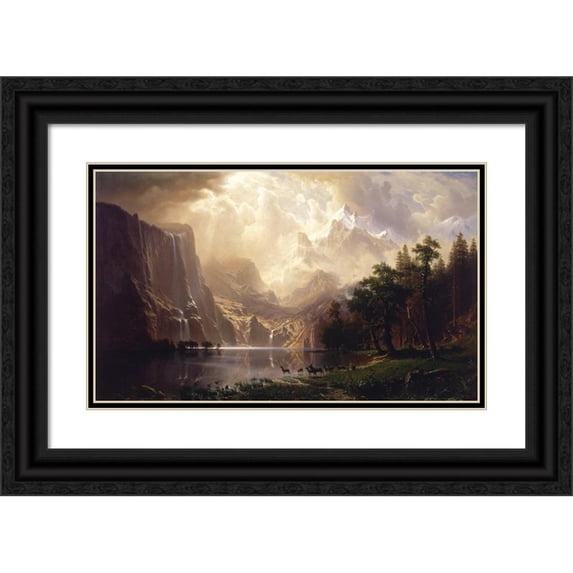 Albert Bierstadt 18x12 Black Ornate Wood Framed Double Matted Museum Art Print Titled - Among the Sierra Nevada, California