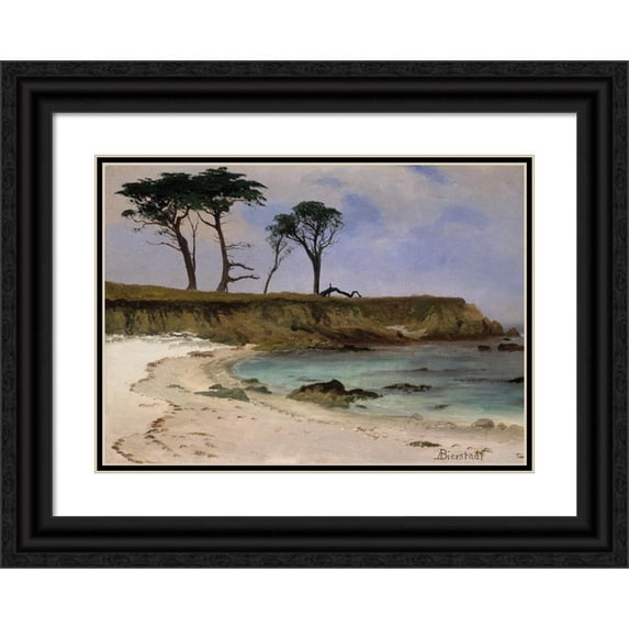 Albert Bierstadt 18x14 Black Ornate Wood Framed Double Matted Museum Art Print Titled - Sea Cove (ca. 1880-90)