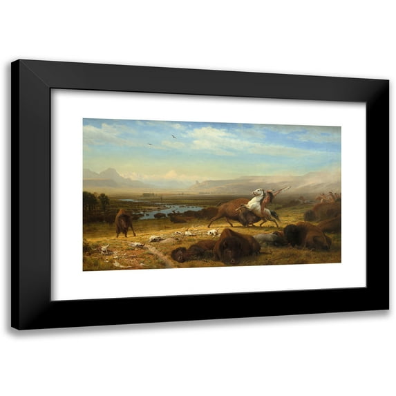 Albert Bierstadt 24x16 Black Modern Framed Museum Art Print Titled - The Last of the Buffalo (1888)