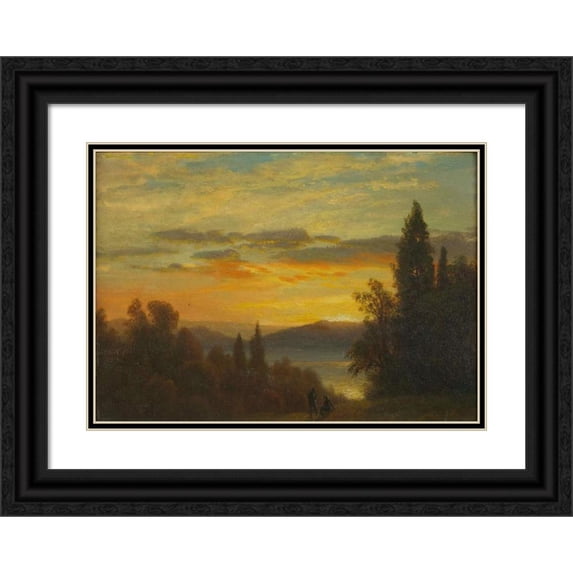 Albert Bierstadt 24x18 Black Ornate Framed Double Matted Museum Art Print Titled: On the Hudson River Near Irvington (1866-1870)