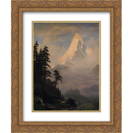 Albert Bierstadt 2x Matted 20x24 Gold Ornate Framed Art Print 'Sunrise on the Matterhorn'