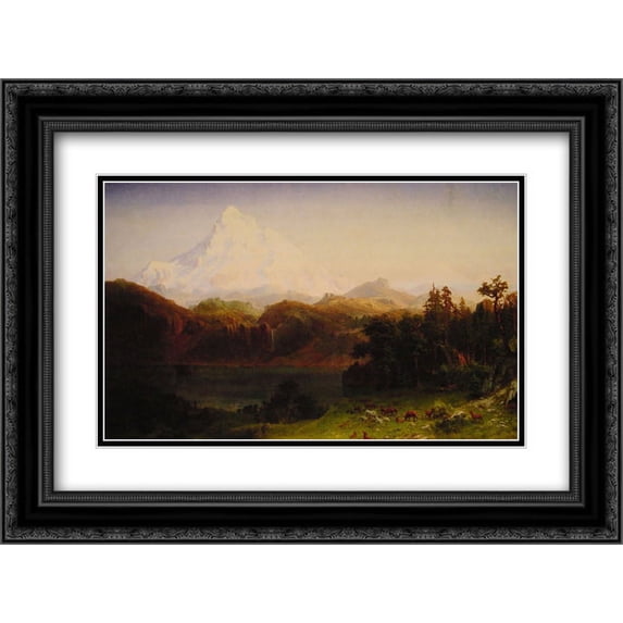 Albert Bierstadt 2x Matted 24x18 Black Ornate Framed Art Print 'Mount Hood, Oregon'
